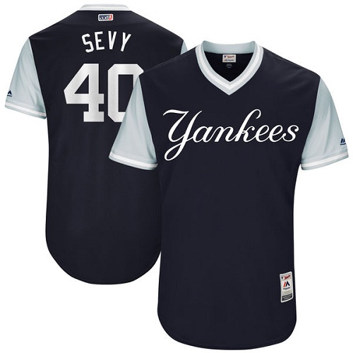Men's Majestic New York Yankees #40 Luis Severino "Sevy" Authentic Navy Blue 2017 Players Weekend MLB Jersey