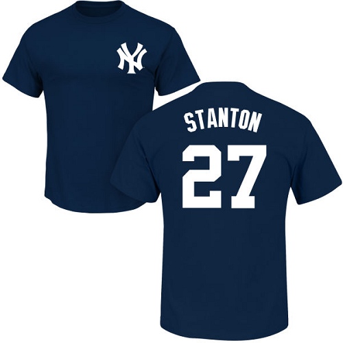 Youth Majestic New York Yankees #27 Giancarlo Stanton Replica White Home MLB Jersey