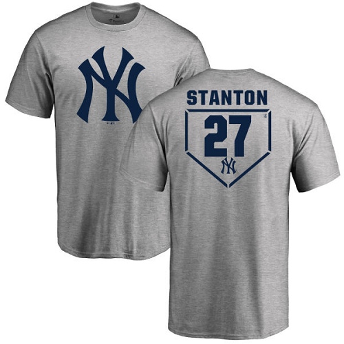 Youth Majestic New York Yankees #27 Giancarlo Stanton Replica Navy Blue Alternate MLB Jersey
