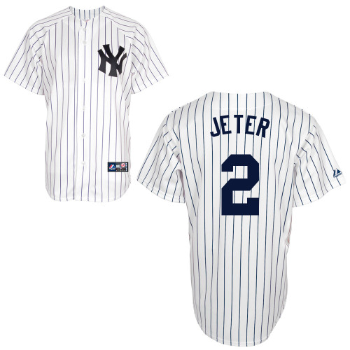 Youth Majestic New York Yankees #2 Derek Jeter Replica White Name On Back MLB Jersey