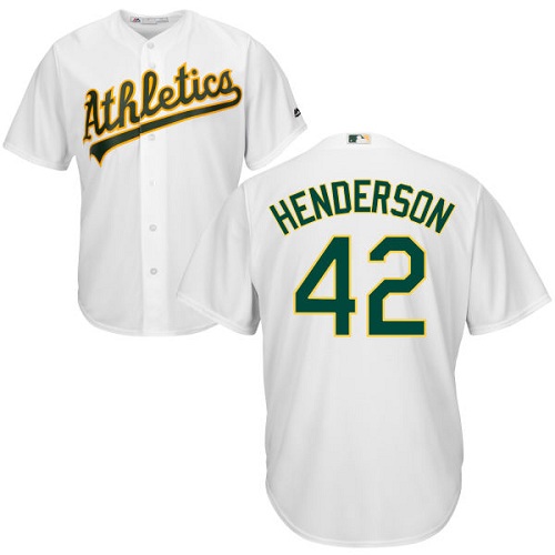 Youth Majestic Oakland Athletics #42 Dave Henderson Authentic White Home Cool Base MLB Jersey
