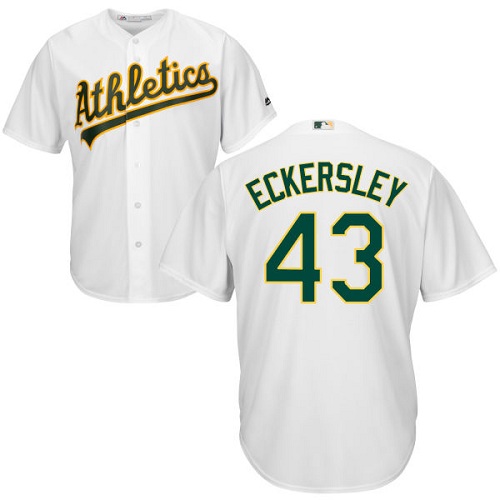 Youth Majestic Oakland Athletics #43 Dennis Eckersley Replica White Home Cool Base MLB Jersey