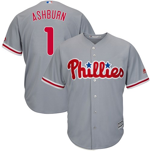 Youth Majestic Philadelphia Phillies #1 Richie Ashburn Replica Grey Road Cool Base MLB Jersey