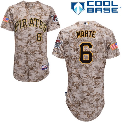 Men's Majestic Pittsburgh Pirates #6 Starling Marte Authentic Camo Alternate Cool Base MLB Jersey