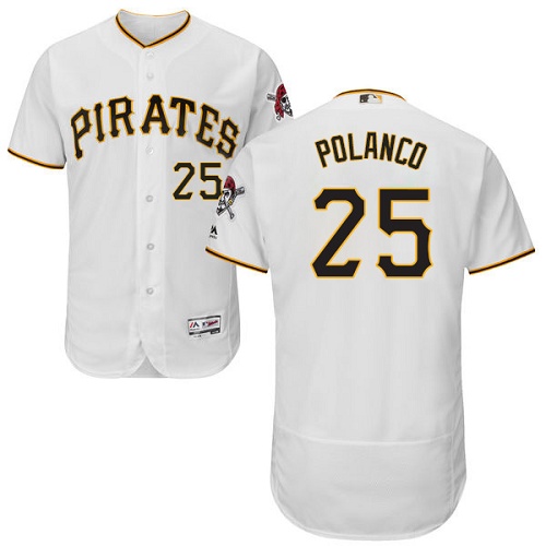 Men's Majestic Pittsburgh Pirates #25 Gregory Polanco White Flexbase Authentic Collection MLB Jersey