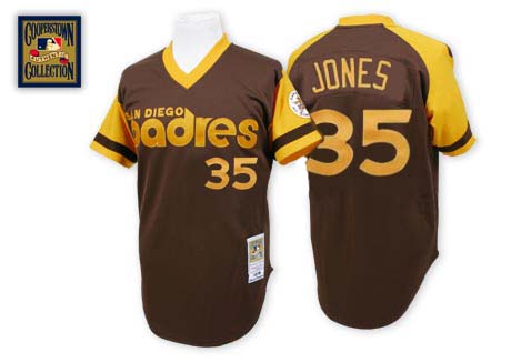 Men's Mitchell and Ness San Diego Padres #35 Randy Jones Authentic Brown Throwback MLB Jersey
