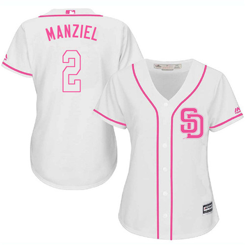 Women's Majestic San Diego Padres #2 Johnny Manziel Authentic White Fashion Cool Base MLB Jersey