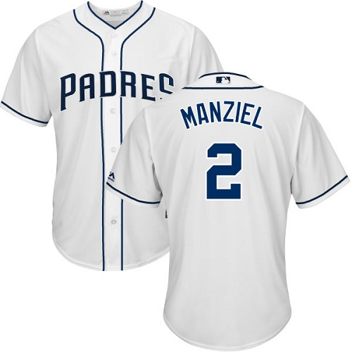 Youth Majestic San Diego Padres #2 Johnny Manziel Authentic White Home Cool Base MLB Jersey