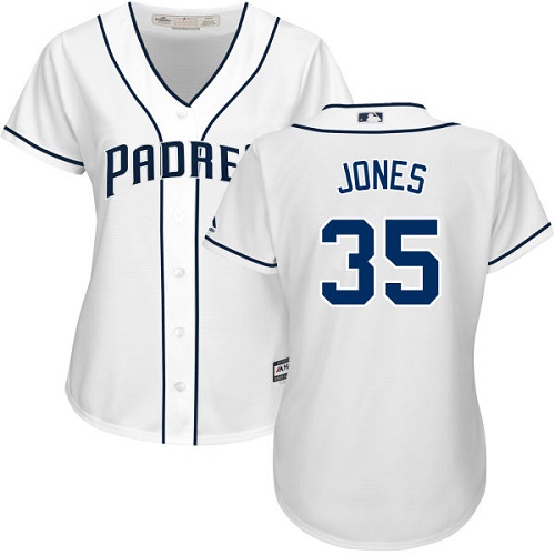 Women's Majestic San Diego Padres #35 Randy Jones Authentic White Home Cool Base MLB Jersey