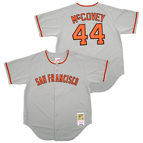 Men's Mitchell and Ness San Francisco Giants #44 Willie McCovey Replica Grey Throwback MLB Jersey