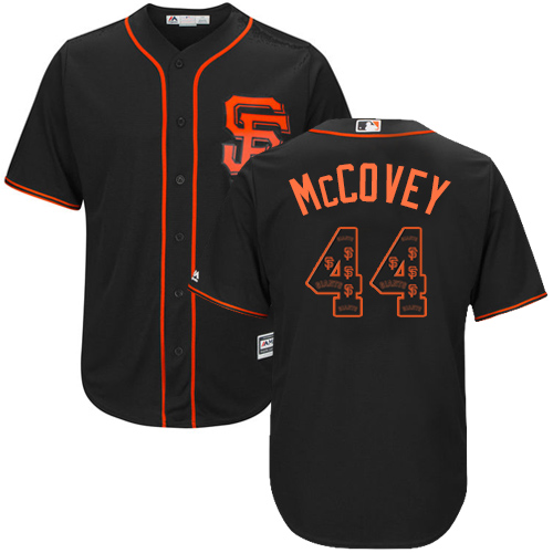 Men's Majestic San Francisco Giants #44 Willie McCovey Authentic Black Team Logo Fashion Cool Base MLB Jersey