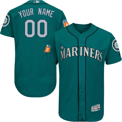 Men's Majestic Seattle Mariners Customized Teal Green Flexbase Authentic Collection MLB Jersey