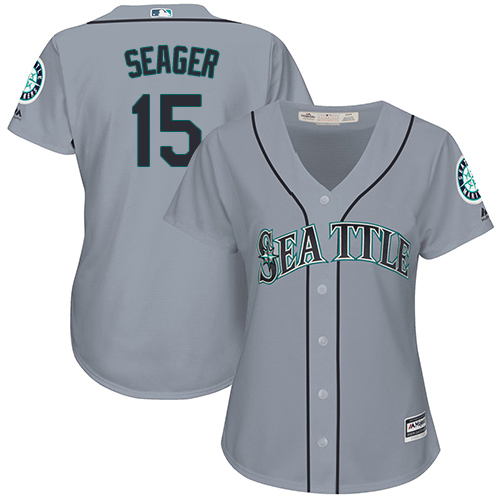 Women's Majestic Seattle Mariners #15 Kyle Seager Replica Grey Road Cool Base MLB Jersey