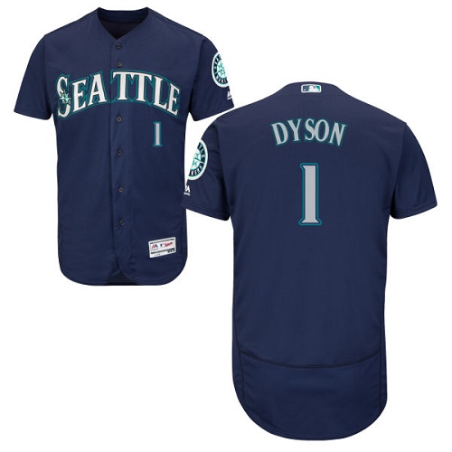 Men's Majestic Seattle Mariners #1 Jarrod Dyson Navy Blue Flexbase Authentic Collection MLB Jersey