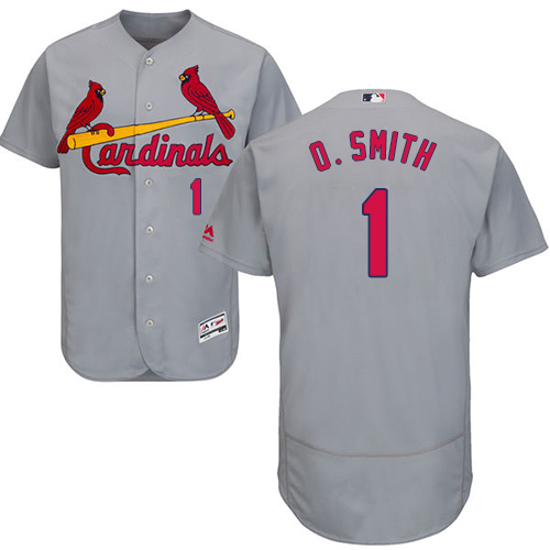 Men's Majestic St. Louis Cardinals #1 Ozzie Smith Authentic Grey Road Cool Base MLB Jersey