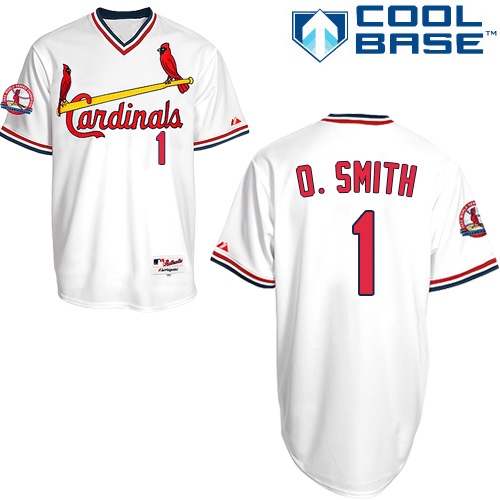 Men's Majestic St. Louis Cardinals #1 Ozzie Smith Replica White 1982 Turn Back The Clock MLB Jersey
