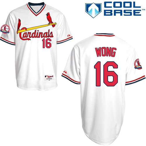 Men's Majestic St. Louis Cardinals #16 Kolten Wong Authentic White 1982 Turn Back The Clock MLB Jersey