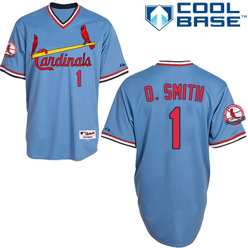 Men's Majestic St. Louis Cardinals #1 Ozzie Smith Authentic Blue 1982 Turn Back The Clock MLB Jersey