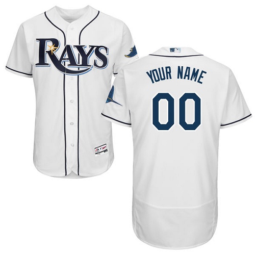 Men's Majestic Tampa Bay Rays Customized Home White Flexbase Authentic Collection MLB Jersey