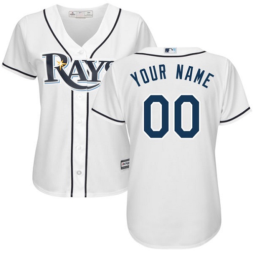 Women's Majestic Tampa Bay Rays Customized Replica White Home Cool Base MLB Jersey