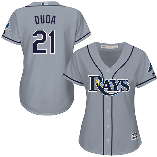 Women's Majestic Tampa Bay Rays #21 Lucas Duda Replica Grey Road Cool Base MLB Jersey