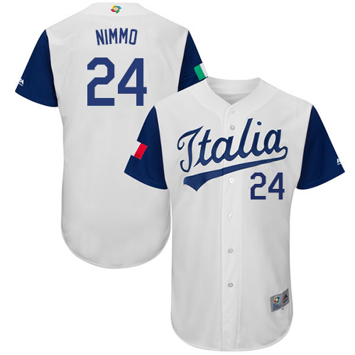 Men's Italy Baseball Majestic #24 Brandon Nimmo White 2017 World Baseball Classic Authentic Team Jersey