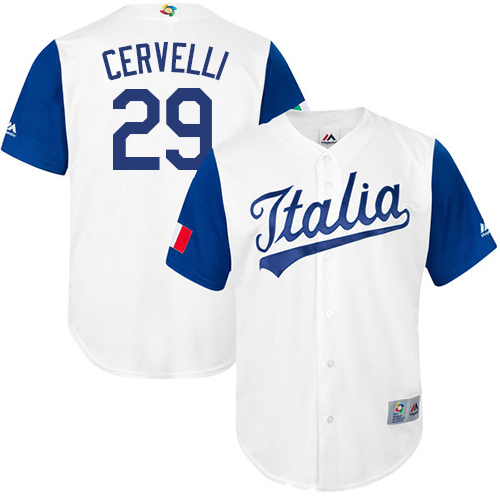 Men's Italy Baseball Majestic #29 Francisco Cervelli White 2017 World Baseball Classic Replica Team Jersey