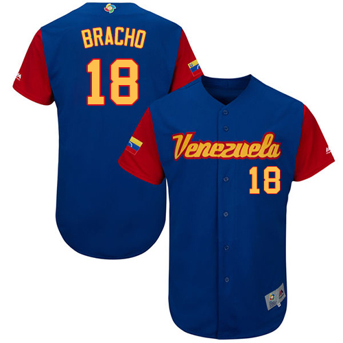 Men's Venezuela Baseball Majestic #18 Silvino Bracho Royal Blue 2017 World Baseball Classic Authentic Team Jersey