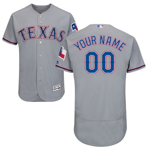 Men's Majestic Texas Rangers Customized Authentic Grey Road Cool Base MLB Jersey