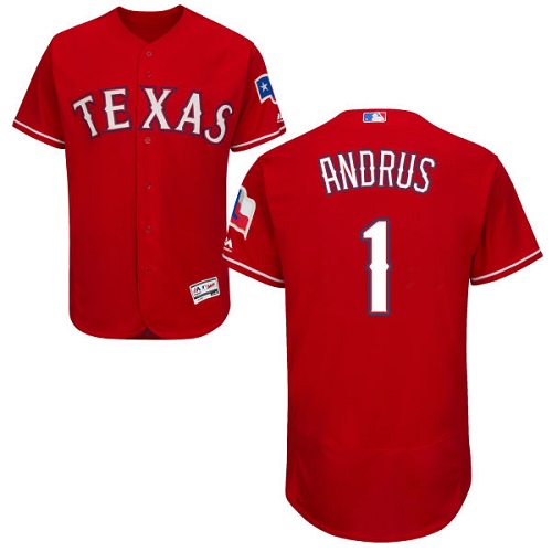 Men's Majestic Texas Rangers #1 Elvis Andrus Authentic Red Alternate Cool Base MLB Jersey