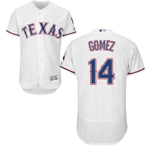 Men's Majestic Texas Rangers #14 Carlos Gomez White Flexbase Authentic Collection MLB Jersey
