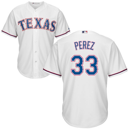 Men's Majestic Texas Rangers #33 Martin Perez Replica White Home Cool Base MLB Jersey