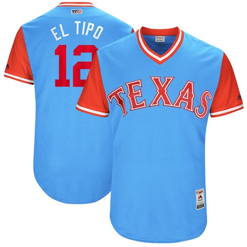 Men's Majestic Texas Rangers #12 Rougned Odor "El Tipo" Authentic Light Blue 2017 Players Weekend MLB Jersey