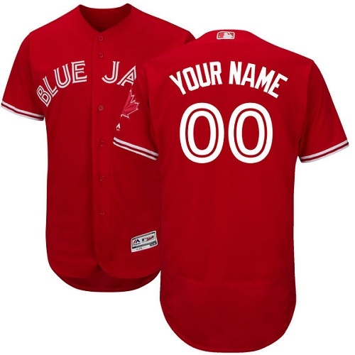 Men's Majestic Toronto Blue Jays Customized Scarlet Flexbase Authentic Collection Alternate MLB Jersey