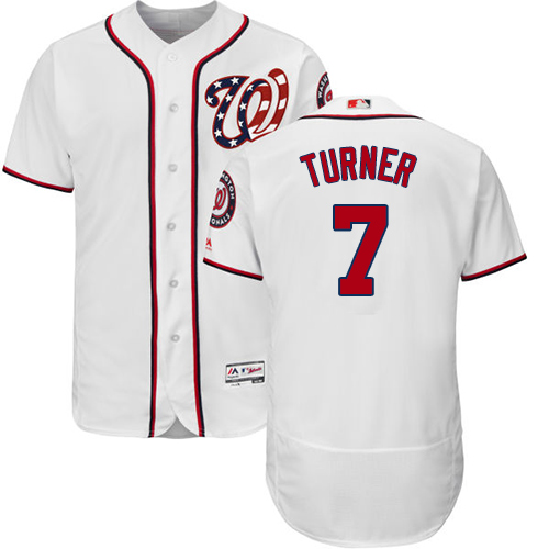 Men's Majestic Washington Nationals #7 Trea Turner White Flexbase Authentic Collection MLB Jersey