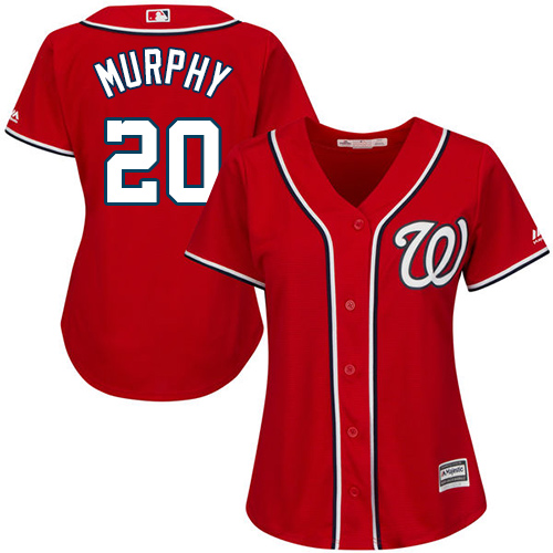Women's Majestic Washington Nationals #20 Daniel Murphy Replica Red Alternate 1 Cool Base MLB Jersey