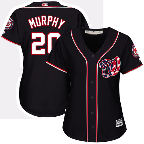 Women's Majestic Washington Nationals #20 Daniel Murphy Authentic Navy Blue Alternate 2 Cool Base MLB Jersey