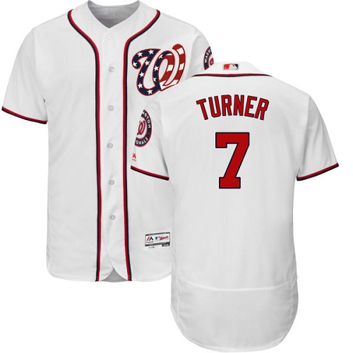 Men's Majestic Washington Nationals #7 Trea Turner White Flexbase Authentic Collection MLB Jersey