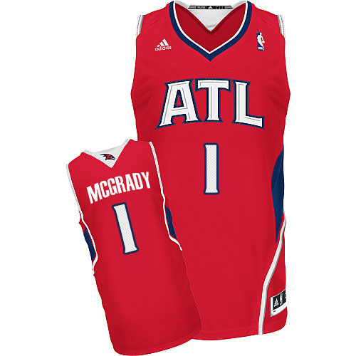 Men's Adidas Atlanta Hawks #1 Tracy Mcgrady Swingman Red Alternate NBA Jersey