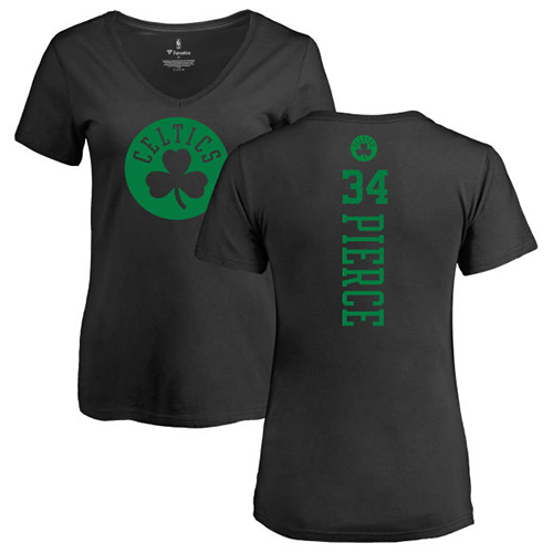 NBA Women's Nike Boston Celtics #34 Paul Pierce Black One Color Backer Slim-Fit V-Neck T-Shirt