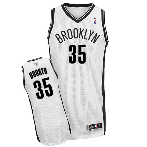 Men's Adidas Brooklyn Nets #35 Trevor Booker Authentic White Home NBA Jersey