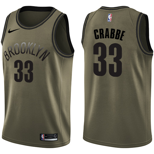 Men's Nike Brooklyn Nets #33 Allen Crabbe Swingman Green Salute to Service NBA Jersey