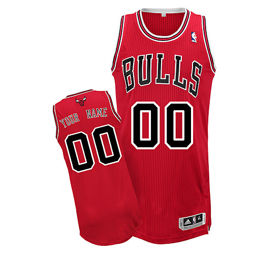 Men's Adidas Chicago Bulls Customized Authentic Red Road NBA Jersey