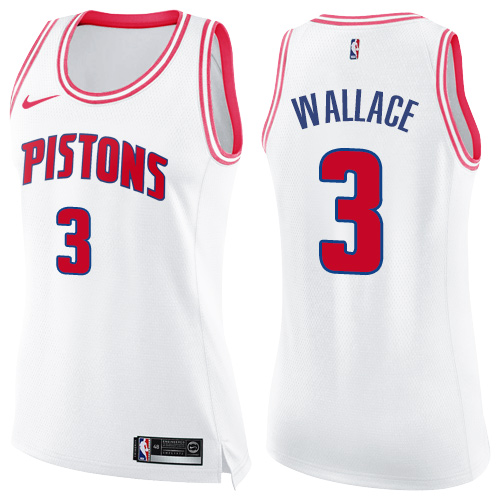 Women's Nike Detroit Pistons #3 Ben Wallace Swingman White/Pink Fashion NBA Jersey