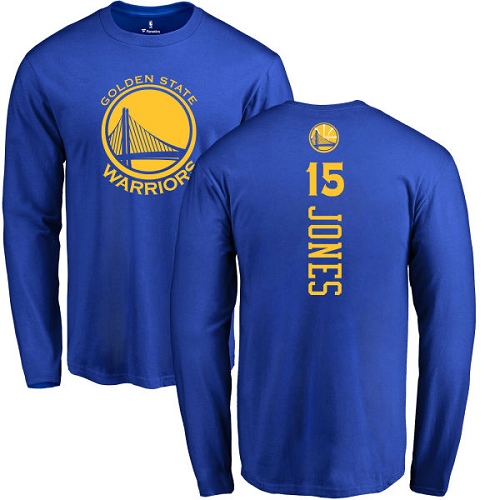 NBA Nike Golden State Warriors #15 Damian Jones Royal Blue Backer Long Sleeve T-Shirt