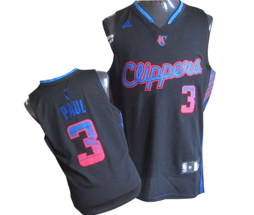 Men's Adidas Los Angeles Clippers #3 Chris Paul Authentic Black Vibe NBA Jersey