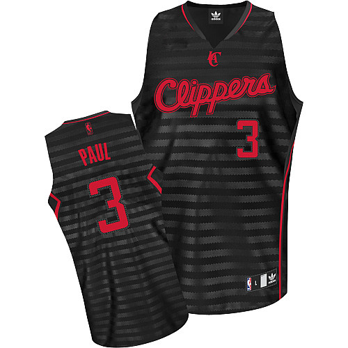 Men's Adidas Los Angeles Clippers #3 Chris Paul Authentic Black/Grey Groove NBA Jersey