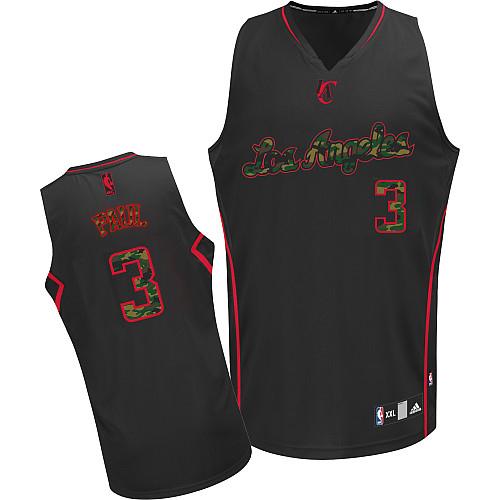 Men's Adidas Los Angeles Clippers #3 Chris Paul Authentic Black Camo Fashion NBA Jersey
