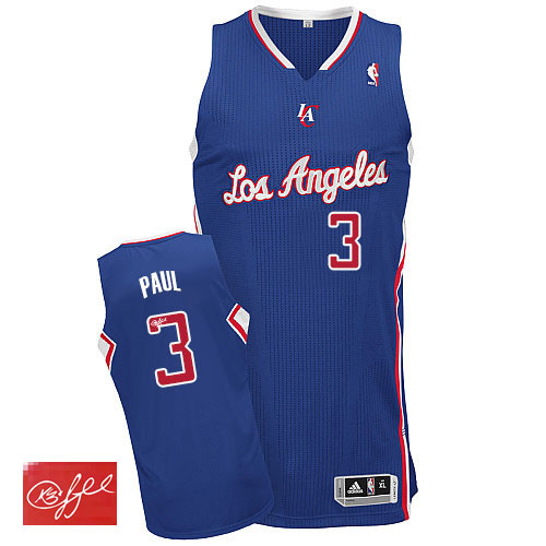 Men's Adidas Los Angeles Clippers #3 Chris Paul Authentic Royal Blue Alternate Autographed NBA Jersey