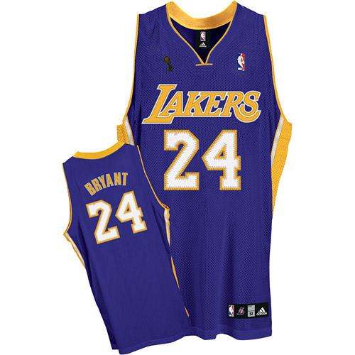 Men's Adidas Los Angeles Lakers #24 Kobe Bryant Authentic Purple Road Champions Patch NBA Jersey